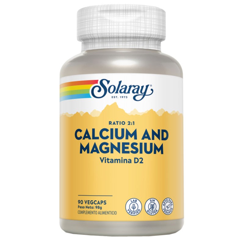Calcio y magnesio con vitamina D2 90 vegcaps Solaray