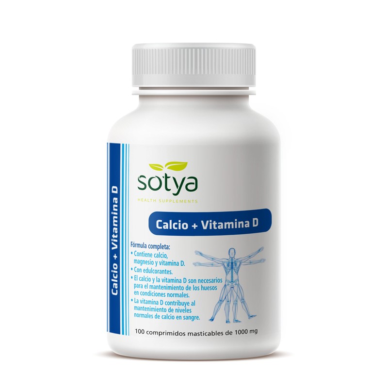 Calcio y vitamina D3 masticable 1 g 100 comprimidos Sotya