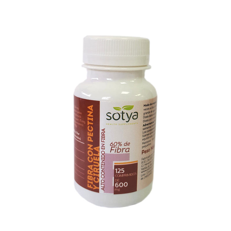 Fibra, ciruela y pectina 600 mg 125 comprimidos Sotya