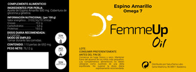 FemmeUp Oil, perlas de Omega 7 repara de piel y mucosas