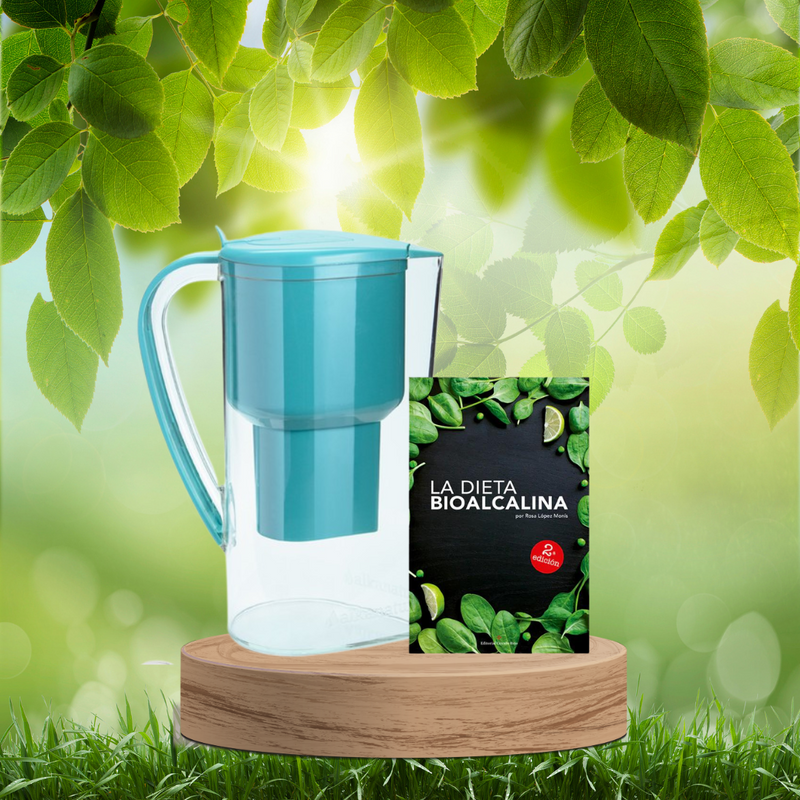Jarra para alcalinizar e ionizar el agua + libro "La dieta Biolakalina" - Alkanatur Drops