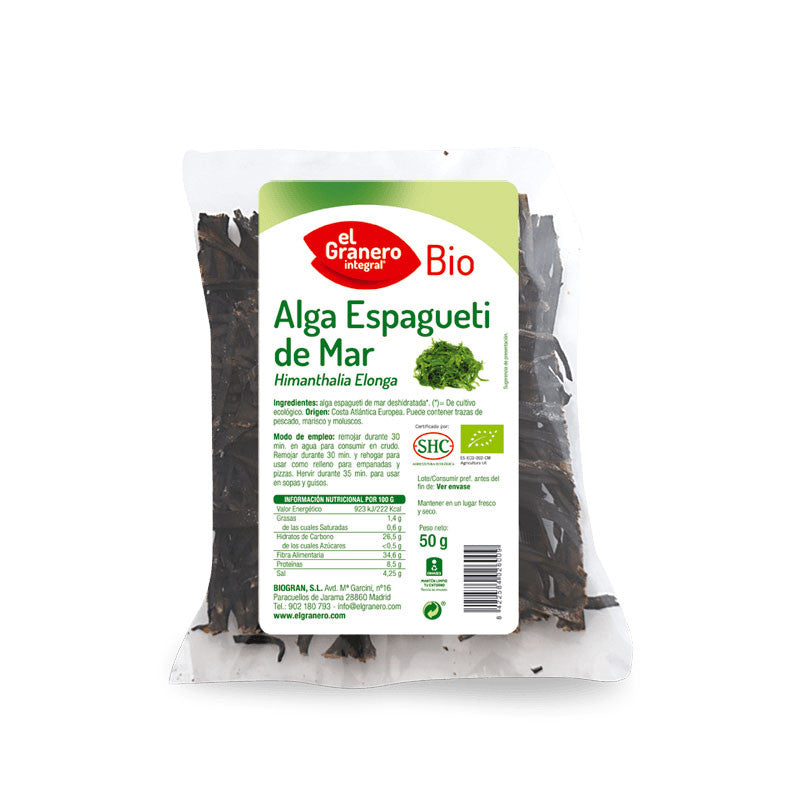 ALGA ESPAGUETI DE MAR BIO, 50 G - EL GRANERO - masquedietasonline.com 