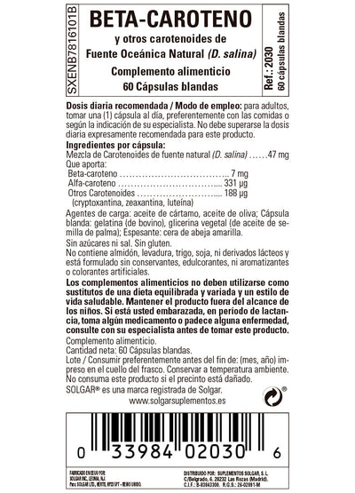Beta-Caroteno Oceánico (7 mg) - 60 Cápsulas blandas