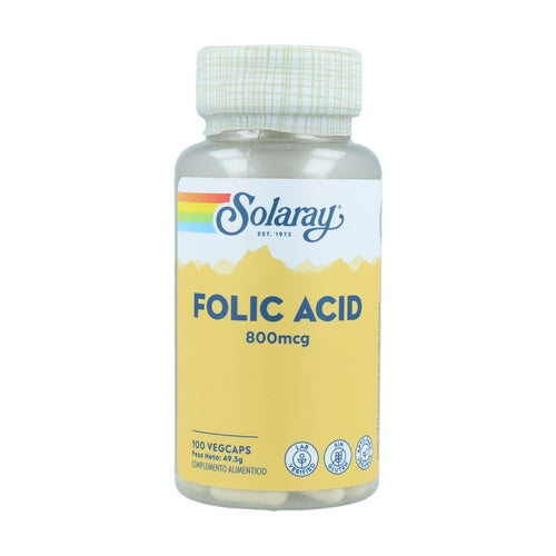 Acido Fólico 800 mcg 100 Caps - SOLARAY