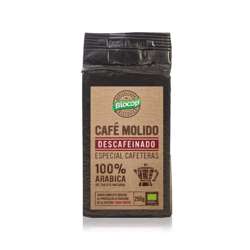 Cafe descafeinado molido 100% arábica bio 250 g Biocop