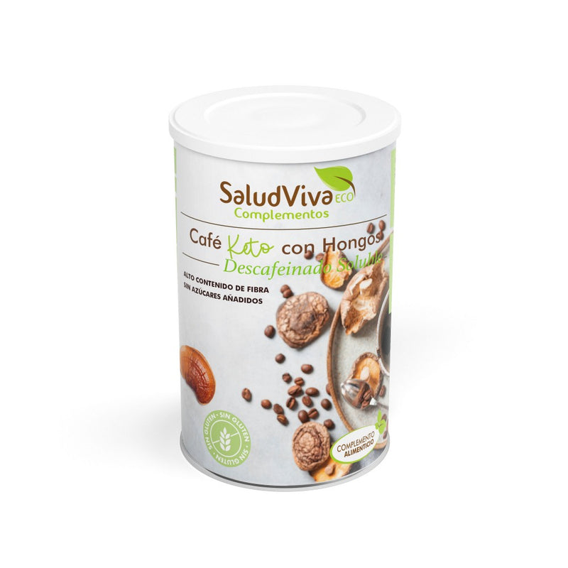 Café soluble descafeinado Keto con hongos 150g ECO - SALUD VIVA
