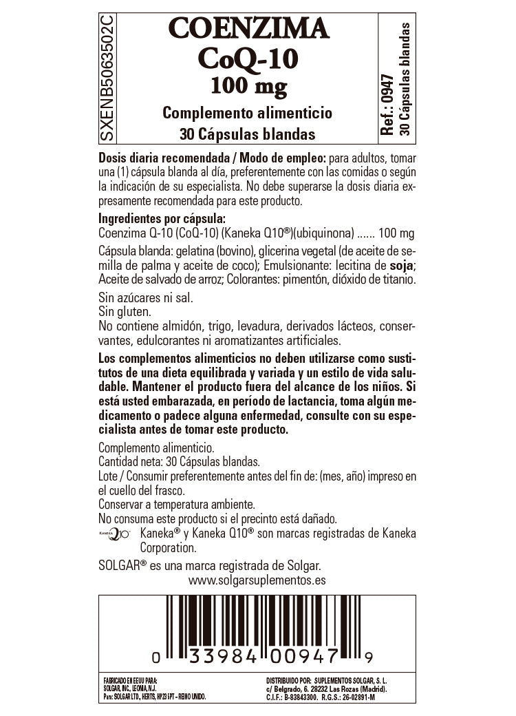 Coenzima Q-10 100 mg - 30 Cápsulas blandas