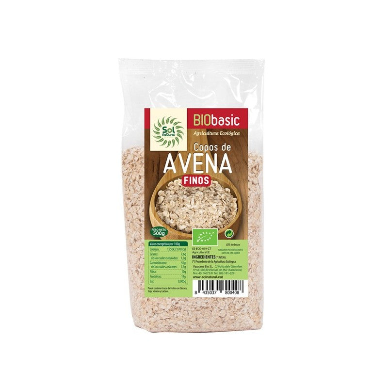 Copos de avena finos bio 500g Sol Natural