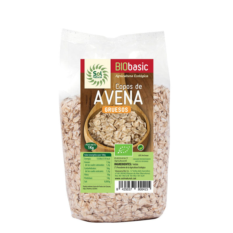 Copos de avena gruesos bio 1kg Sol Natural