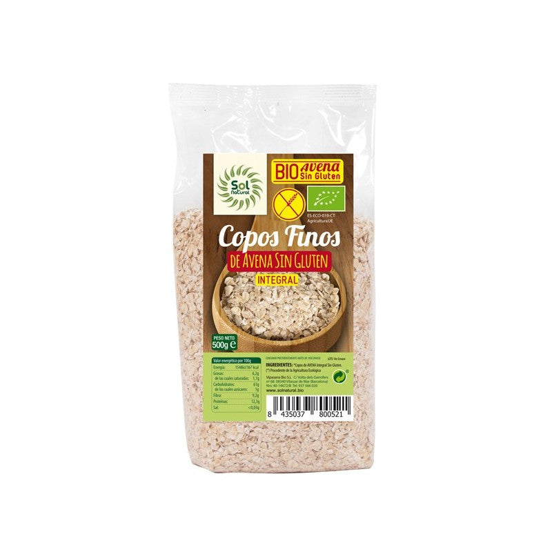 Copos de avena sin gluten finos bio 500g Sol Natural