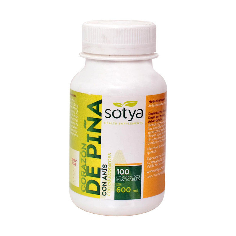 Corazón de piña masticable 600mg 100 comprimidos Sotya