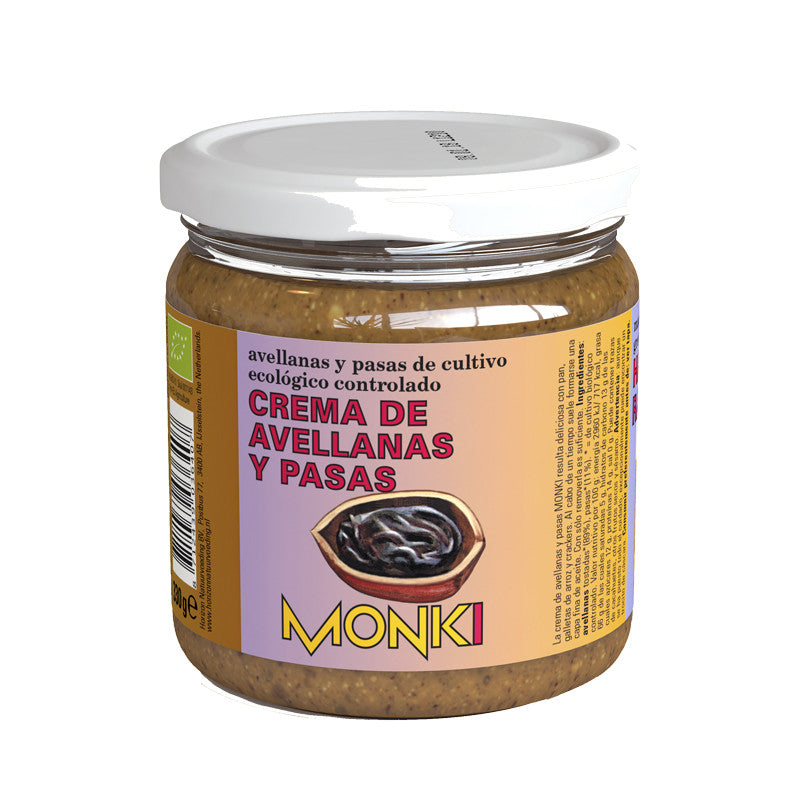 Crema de Avellanas y Pasas Bio 330g Monki