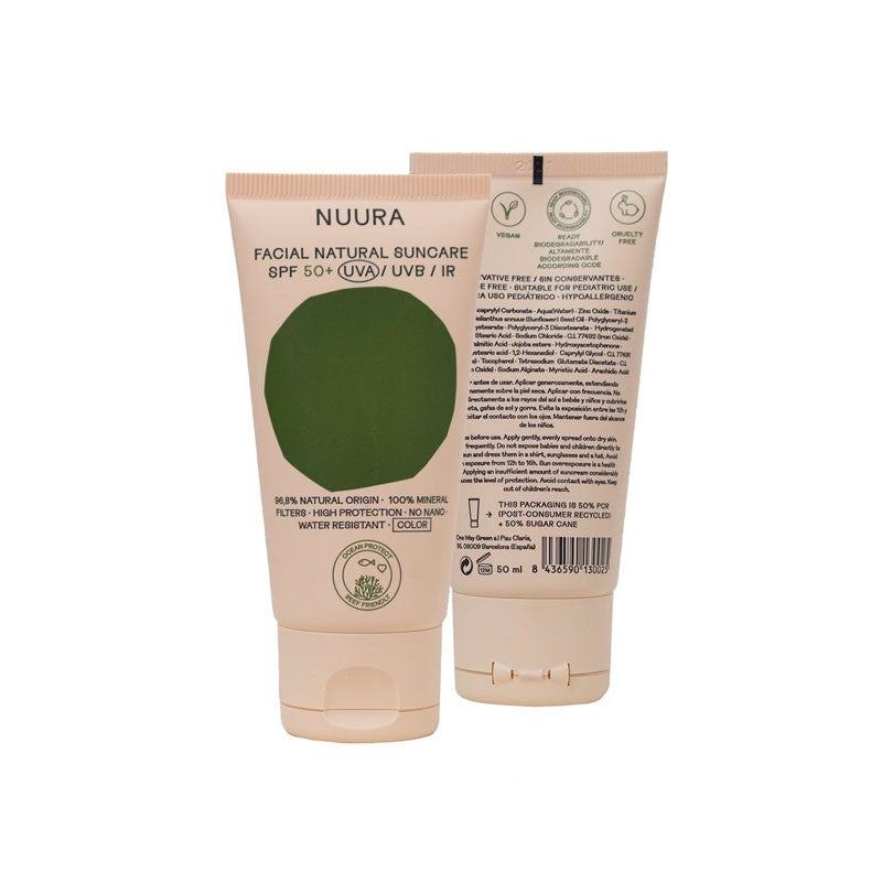 Crema solar facial COLOR SPF+50 Bio 50ml Nuura