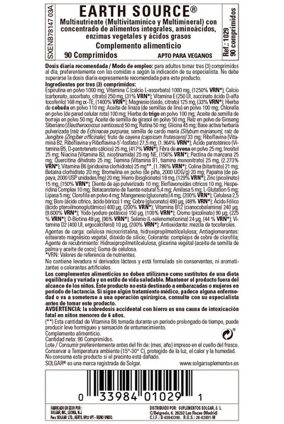 Earth Source® (Multivitamínico y Mineral) - 90 Comprimidos