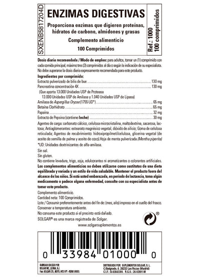 Enzimas Digestivas - 100 Comprimidos