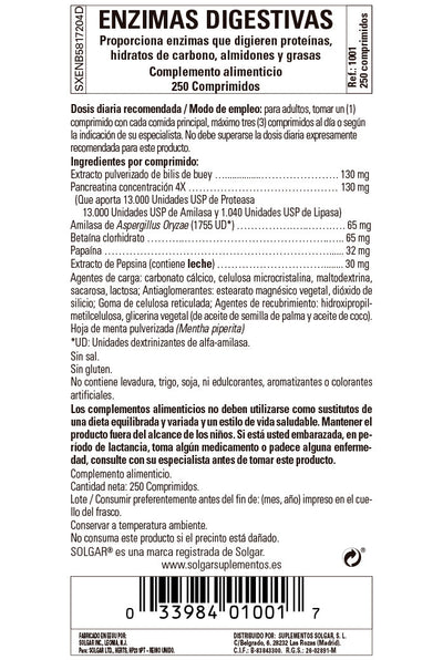 Enzimas Digestivas - 250 Comprimidos