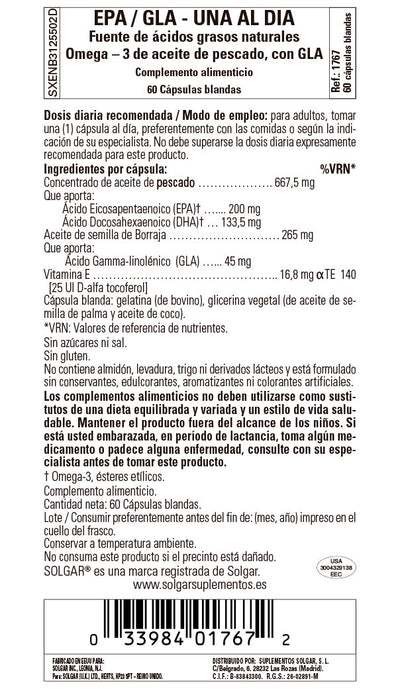 EPA / GLA (una al día) - 60 Cápsulas blandas