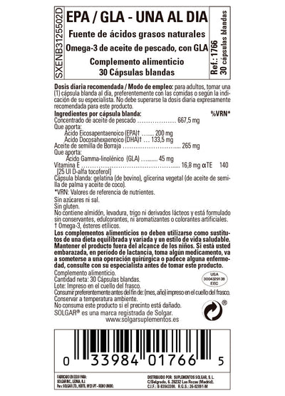 EPA / GLA (una al día) - 30 Cápsulas blandas