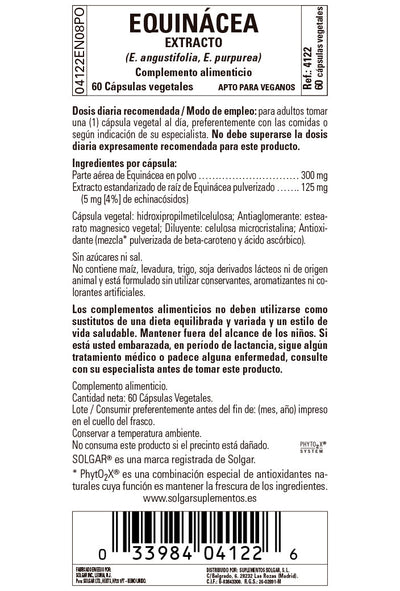Equinácea Extracto (E. angustifolia, E. purpurea) - 60 cápsulas vegetales