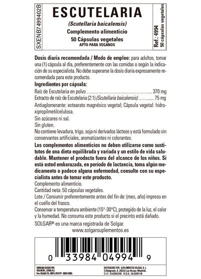 Escutelaria (Scutellaria baicalensis) - 50 Cápsulas vegetales