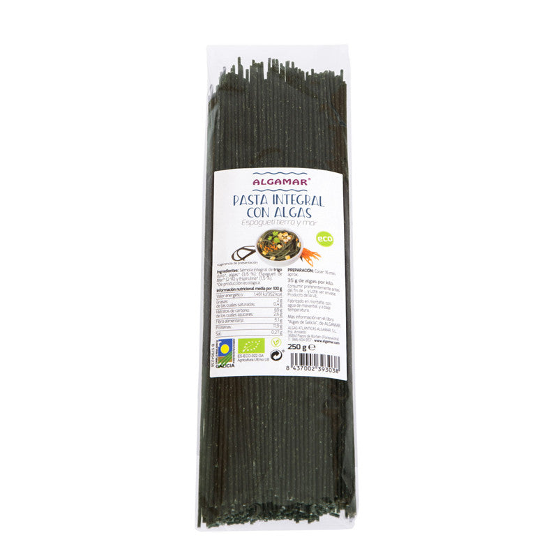 Espaguetti integral con algas tierra y mar bio 250g Algamar