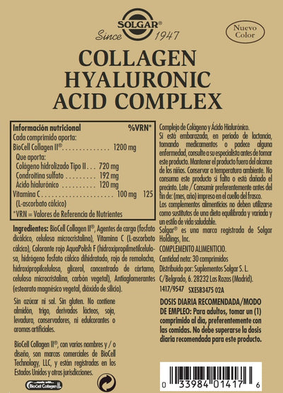 Ácido Hialurónico Complex con Colágeno - 30 Comprimidos