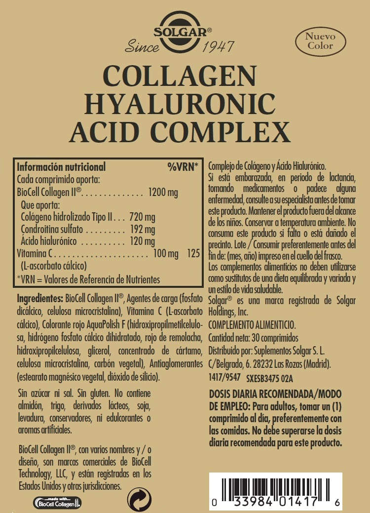 Ácido Hialurónico Complex con Colágeno - 30 Comprimidos