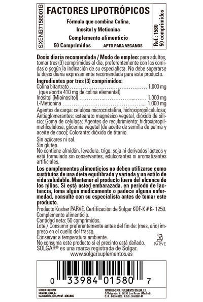 Factores Lipotrópicos - 50 Comprimidos