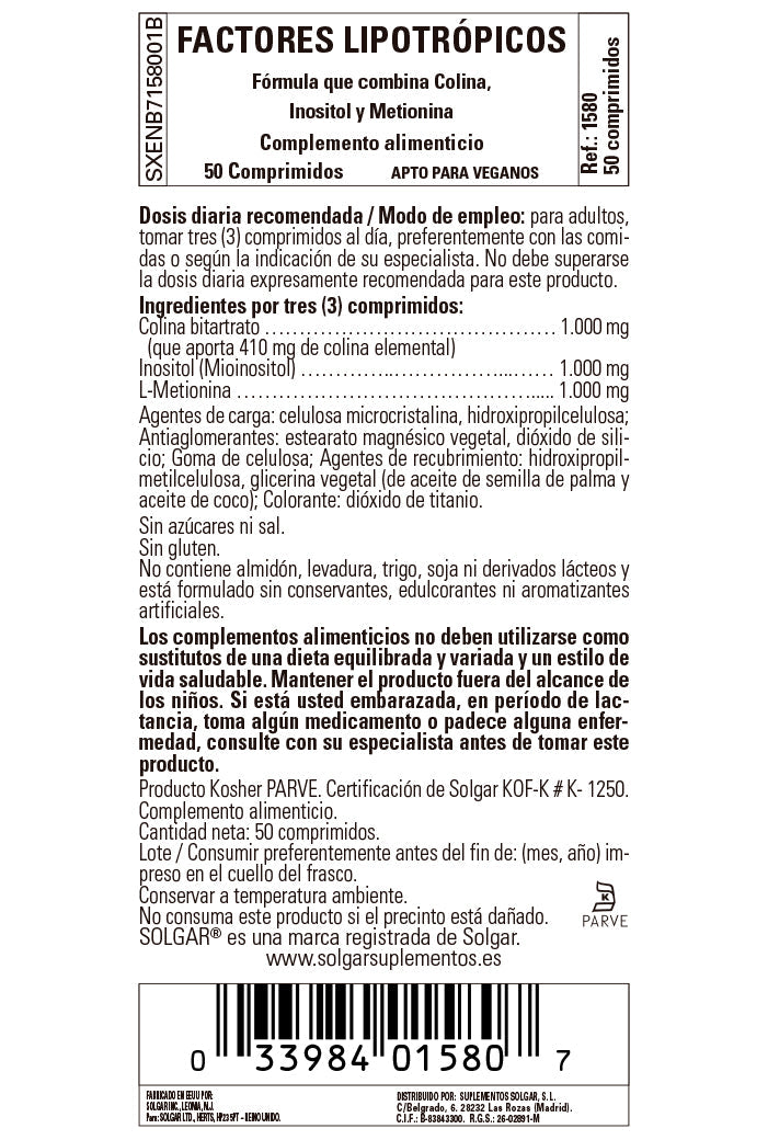 Factores Lipotrópicos - 50 Comprimidos