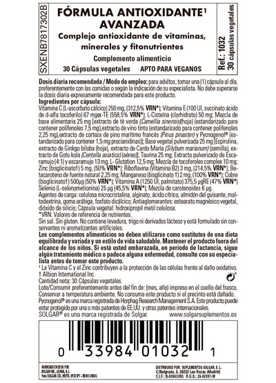 Fórmula Antioxidante Avanzada - 30 Cápsulas vegetales