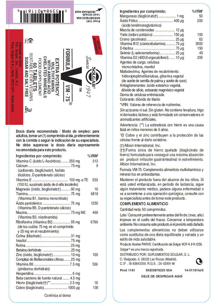Fórmula VM-75 - 60 comprimidos