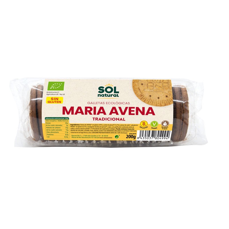 Galletas Maria de Avena sin gluten bio 200g Sol Natural