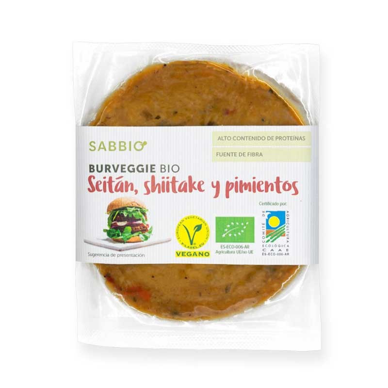Hamburguesa seitan shitake pimientos Bio 160g SABBIO
