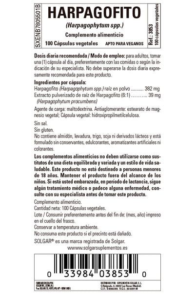 Harpagofito (Harpagophytum spp.) - 100 Cápsulas vegetales