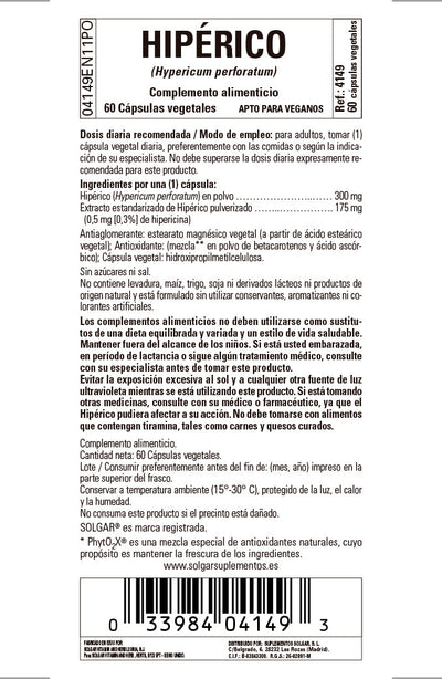 Hipérico (Hypericum perforatum) 175 mg ("corazoncillo") - 60 Cápsulas vegetales