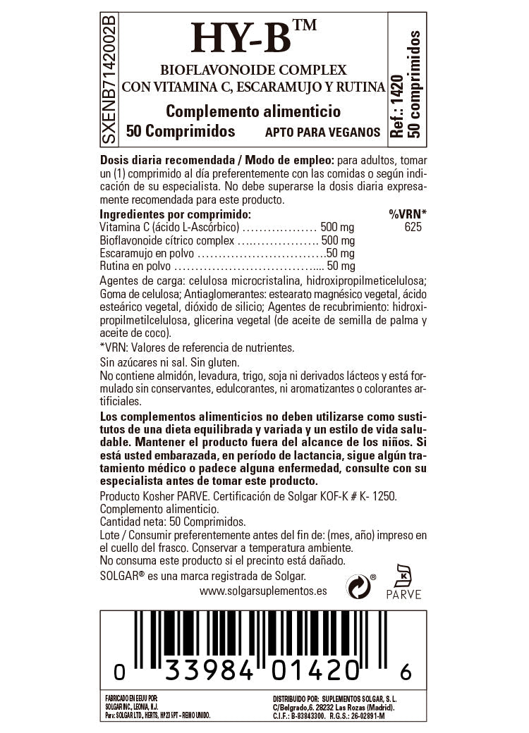 HY-B™ 500 mg Bioflavonoide complex - 50 Comprimidos