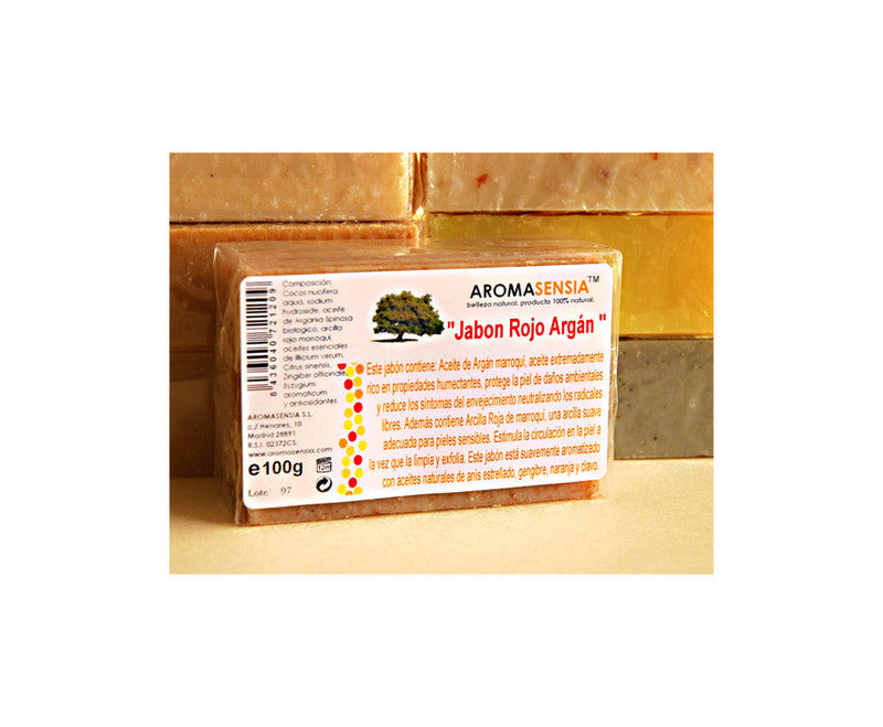 Jabon de argan con arcilla roja 100 g Aromasensia