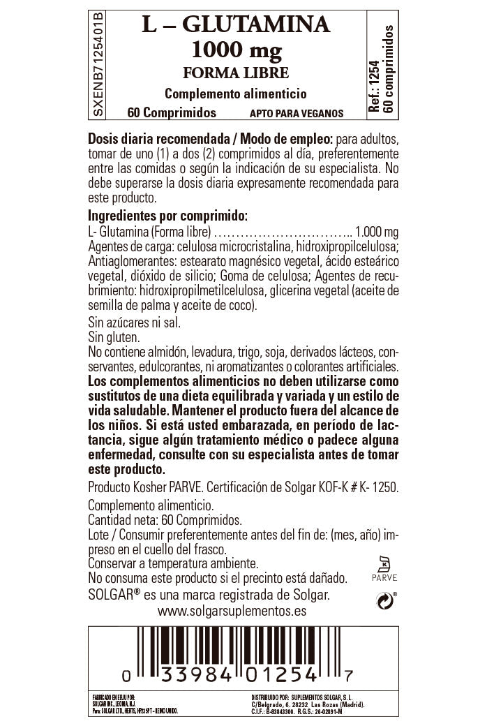 L-Glutamina 1000 mg - 60 Comprimidos
