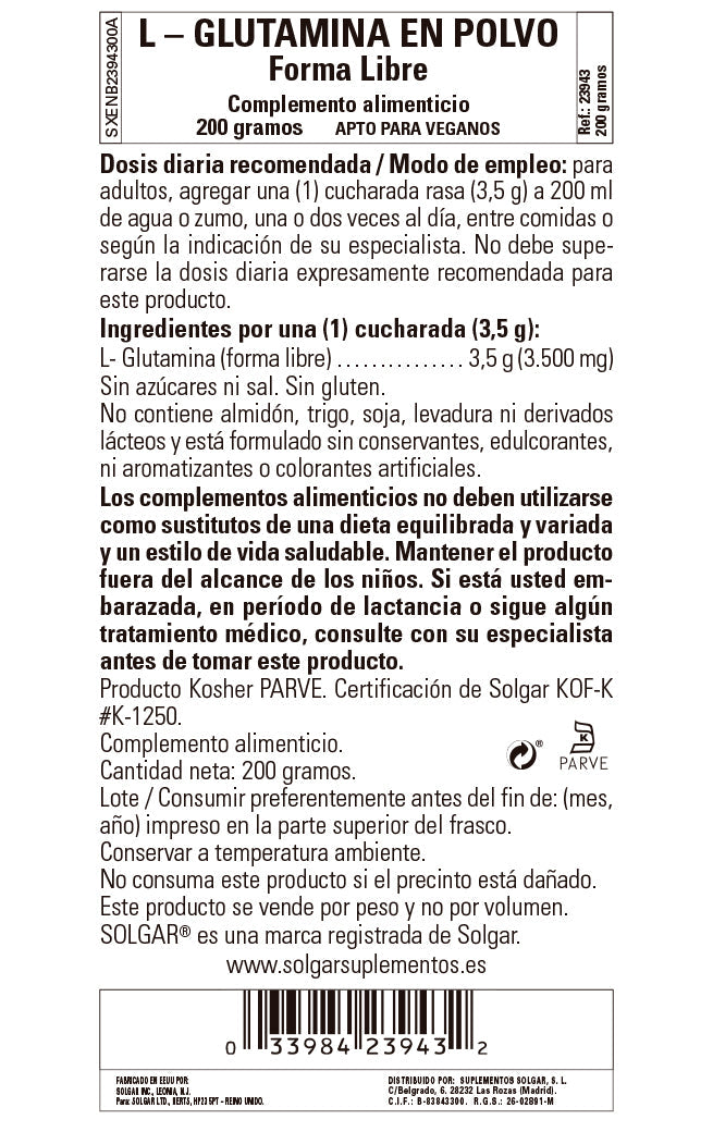 L-Glutamina en Polvo 200 g