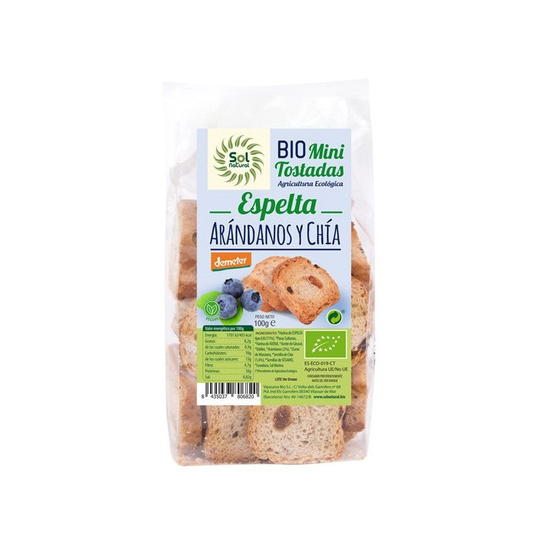 Mini tostadas de espelta con arandanos y chia 100g Sol Natural