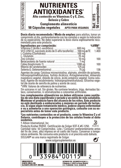 Nutrientes Antioxidantes - 50 Comprimidos