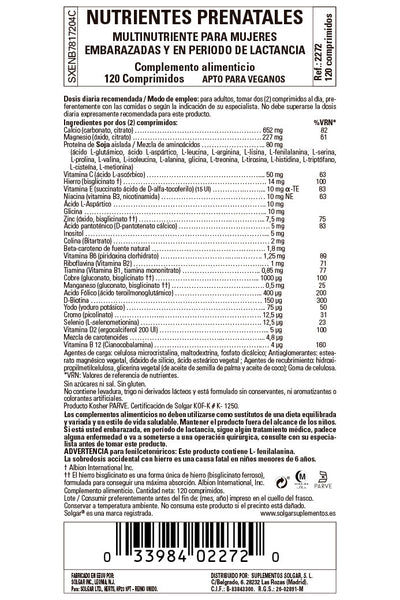 Nutrientes Prenatales - 120 Comprimidos