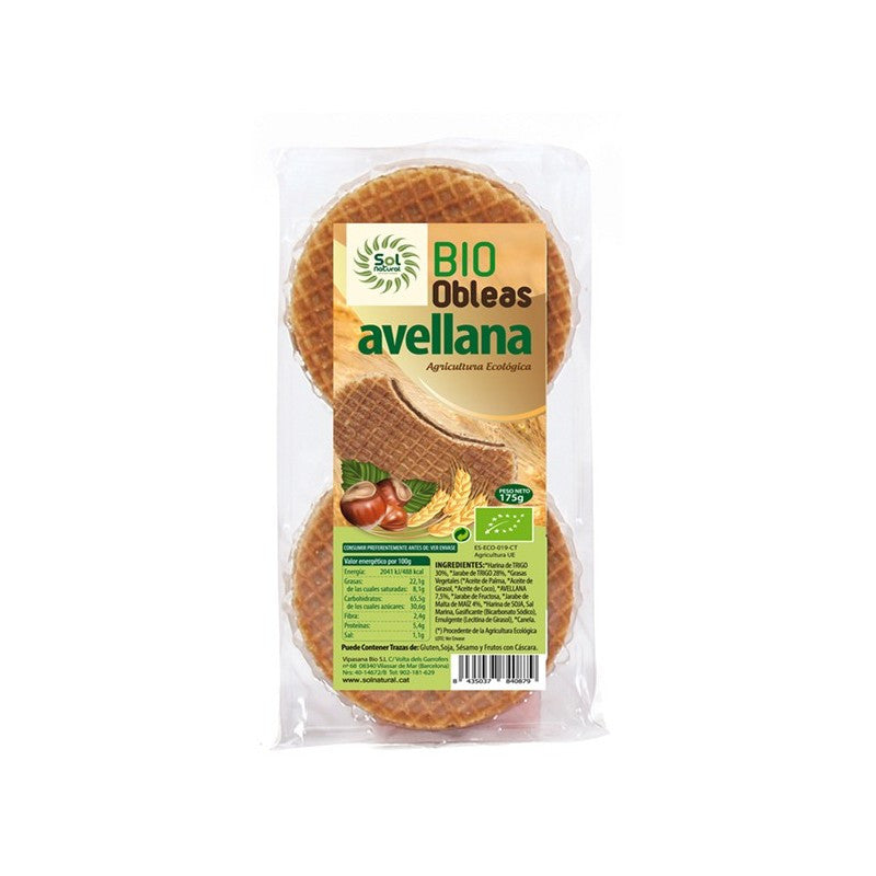 Oblea con avellanas bio 175g Sol Natural