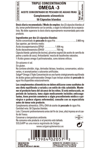 Omega-3 "Triple Concentración" - 50 Cápsulas blandas