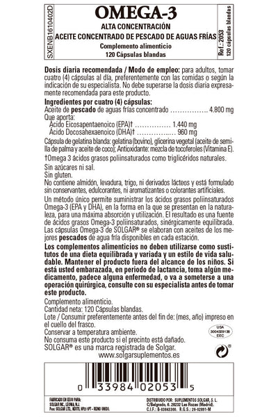 Omega-3 "Alta Concentración" - 120 Cápsulas blandas