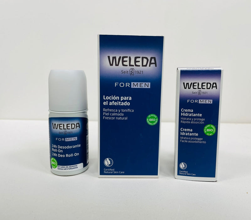 Pack Desodorante roll-on hombre + Loción para el afeitado hombre + Crema hidratante de hombre - Weleda