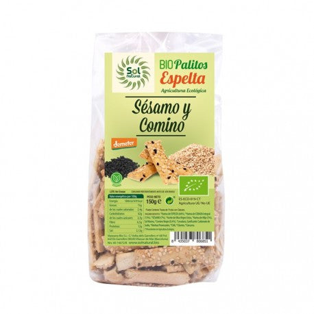 Palitos de Espelta con Sesamo y Comino bio 150g Sol Natural