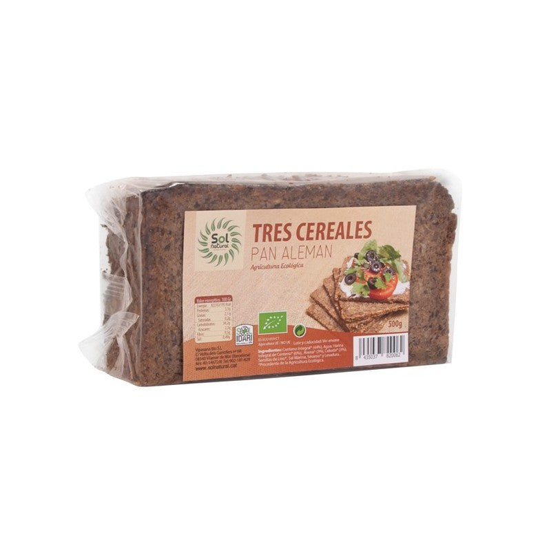 Pan aleman 3 cereales bio 500g Sol natural