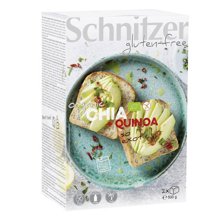 Pan de molde chia y quinoa S/G Bio 500g Schnitzer