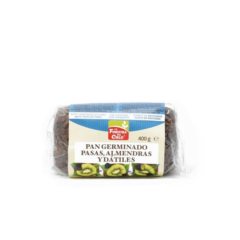 Pan germinado de trigo con almendras, pasas y dátiles bio 400g La Finestra